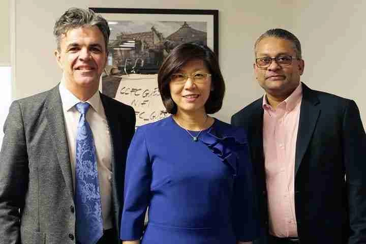 Patrick Canagasingham with Madam Hsu and her colleague, Vera Shih-Shih Wang, senior assistant director, TECO