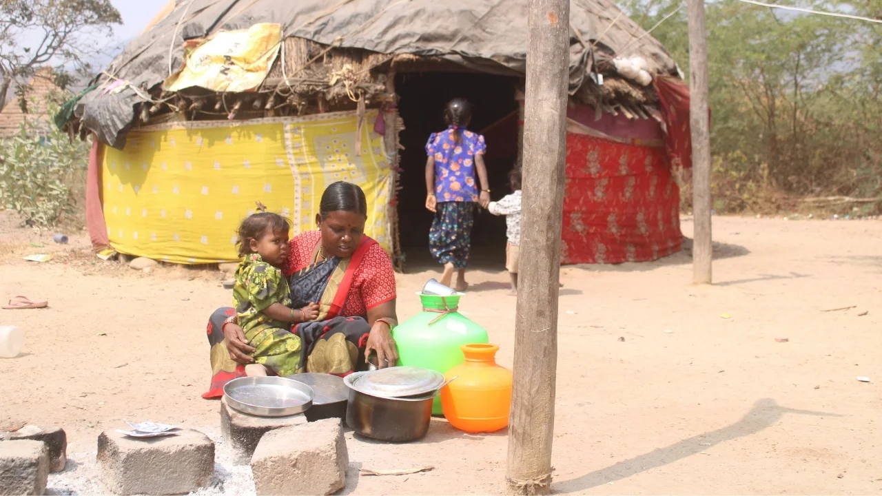 Cooking outside is a common site in the village.