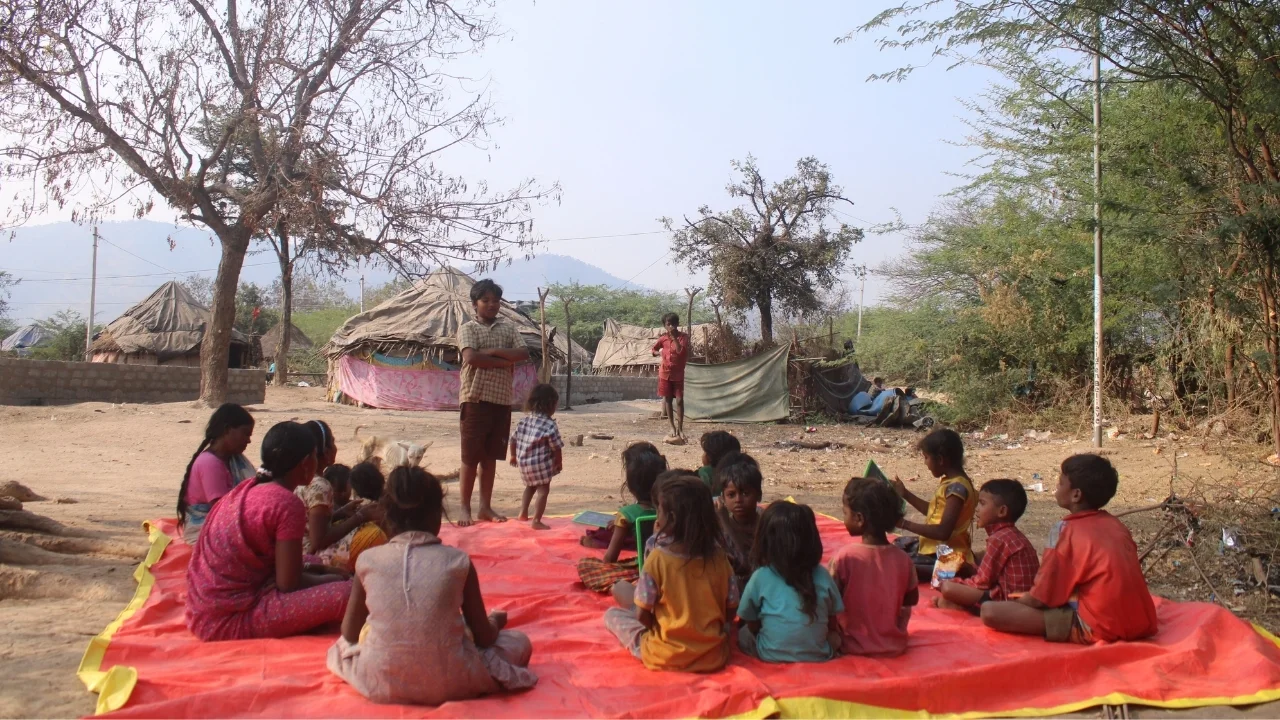 classroom with children in india